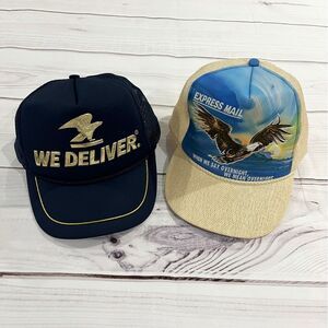 2 Vintage USPS Post Office Trucker Hats from the 1980's Navy blue and White